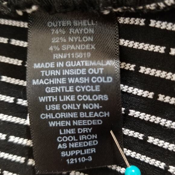 Worthington Black White Polka Dot Mini Pencil Skirt Rayon Blend Stretch Size PM - Picture 3 of 4